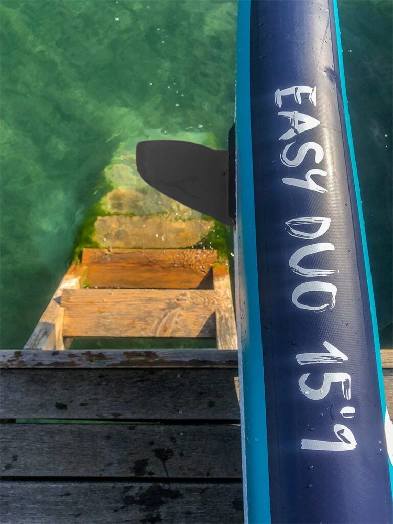 Inflatable paddle board for two people